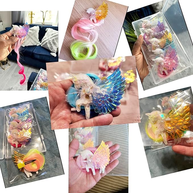 Glitter Unicorn Hair Accessories Hair Clip Hair Bows Hair Extensions Hair Accessories For Girls(5- Colored)
