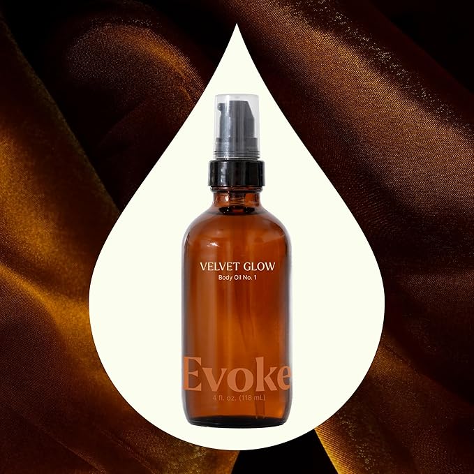 Plant Therapy Evoke Velvet Glow Body Oil 4 oz Ultra Hydrating & Quick Absorption for Silky Soft Skin, Enriched with Squalane, Argan, and Vitamin E, Luxurious All Natural Scent