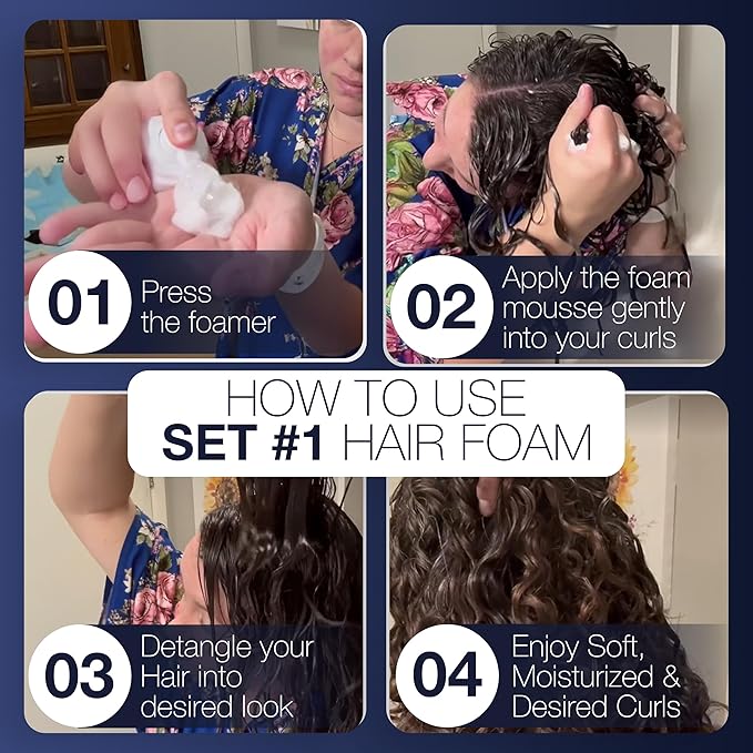 Hair Play Set #1 Hair Foam Mousse - Light Hold Styling Foam for Frizz Control - Volume Mousse for Fine Hair & Natural Straight Hair- Lightweight & Non-Greasy - Refill Hair Mousse Bottle - 16 Fl Oz