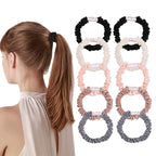 Hair Ties Silk Satin Scrunchies - Small Mini Thin Elestics Ponytail Holder Hair Bands Skinny Scrunchy For Thick Curl Hair No Crease Hair Ties Soft Accessories No Hurt Your Hair for Women and Girls (Basic color)