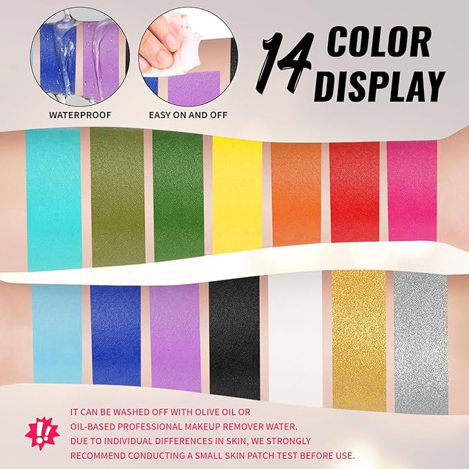 Silver Oil Based Face Body Paint Stick, Non-toxic Full-coverage Face Painting for Moon Goddess Makeup Halloween Cosplay Makeup, Waterproof Cream Silver Body Painting for Adults