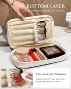 Stocking Stuffers for Women-Birthday Gifts-Teen Girl Gifts Trendy Stuff Initial Makeup Bag for Women, Double Layer Cosmetic Bag with Makeup Brush Organizer, Travel Toiletry Bag,Bride Gift