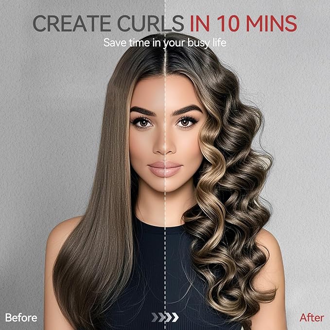 Cordless Curling Iron USB Rechargeable 4000 mAh 3 Temp Setting Travel Portable Mini Hair Curler Curling Wand for Long Hair