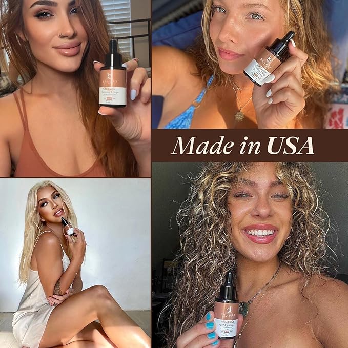 Self Tanning Drops for Face - USA Made with Organic & Natural Ingredients, Ultra Dark Face Tanning Drops to Add to Moisturizer, Self Tanner for Sunless Fake Tan & Natural Glow, Cruelty & Toxin Free