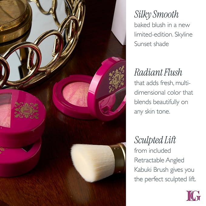 LAURA GELLER NEW YORK Holiday 2025 Limited Edition Baked Blush-n-Brighten Marbleized Blush - Skyline Sunset - Pink Color for Cheeks