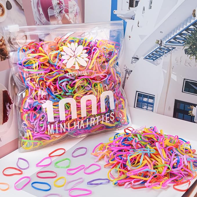 1000pcs Brown Mini Hair Rubber Bands,Soft Small Hair Ties Bands for Kids Toddlers Girls,Elastic Hair Ties for Hair Styling Ponytails Hair Accessories (Multicolored)