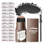 Eyebrow Stamp Stencil Kit - Long-Lasting Eyebrow Powder with Brush, Waterproof & Smudge-Proof Brow Shaping Kit with 24 Reusable Thin & Thick Eyebrow Stencils for Voluminous Brow (Black)