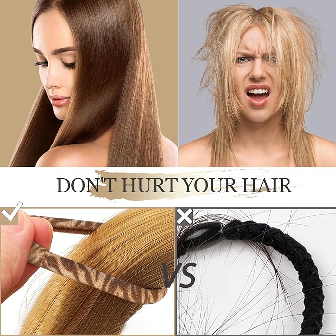 Nylon Leopard Hair Ties - No Damage,Strong Soft Cotton Tortoise Hair Bands Accessories for Thick Hair 15PCS Ponytail Holders for Woman Girls