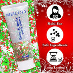 MEICOLY Christmas Face Body Glitter Gel,Christmas Hair Glitter,Christmas Accessories Stocking Stuffers Gift Decorations,Festival Face Glitter Makeup for Women Kids Girls,Chunky Glitter Face Paint