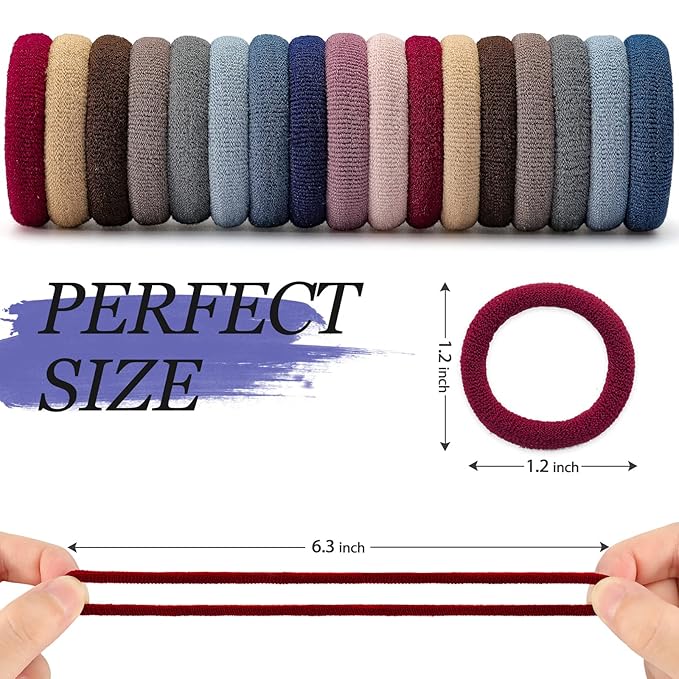 100PCS Seamless Thick Hair Bands - Elastic Ponytail Holders, No-Crease Cotton Ties for Women, Kids and Toddler Girls Hair Ties (set 3)