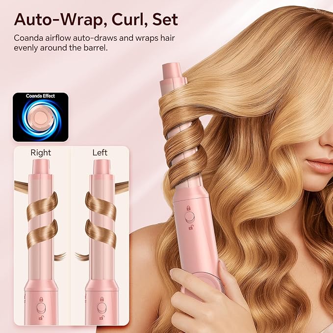 5 in 1 Hot Air Styler, 1300W 110000 RPM High-Speed Hair Dryer Brush with Auto-Wrap Curlers, Frizz-Free Volumizing Straightening Curling for All Hair Types, No Heat Damage, Travel Bag