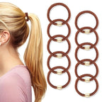 Hair Ties No Damage - 10PCS Ponytail Holders - Elastic Hair Ties for Thick Hair - Braided Hair Bands for Women Girls's Hair - Brown
