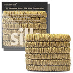 Suncdelv Silk,100% Silk Scrunchies for Hair,22 Momme Hair Ties for Anti-Crease & Breakage,Natural Women Hair Accessories，Fashion Hairbands 6PCS（Ancient Gold）