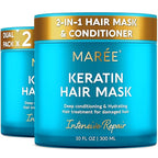 MAREE Deep Conditioning Hair Mask for Damaged Hair Treatment 2 PACK - Keratin Hair Care for Hydrating Growth Repair Moisturizing - Dry Curly Color Treated Frizzy - Tratamiento Mascarilla Para Cabello