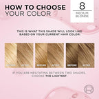 L'Oreal Paris Excellence Crème Permanent Hair Dye, Triple Care Hair Color with Pro-Keratine Complex for 100% Gray Hair Coverage, 8 Medium Blonde, 1 Kit (Pack of 2)