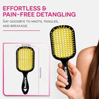 Bautero Brush Detangler Brush for Wet & Dry Hair, Pain-Free Brushing on All Hair Types, Knot Removal, Vented Hair Brush, Saku Sunflower