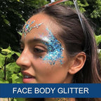 Christmas Face Glitter - Holiday Gift for Women Girls, Chunky Sparkling Glitter Makeup, Party Costume Accessories Christmas Stockings (Blue Body Glitter)