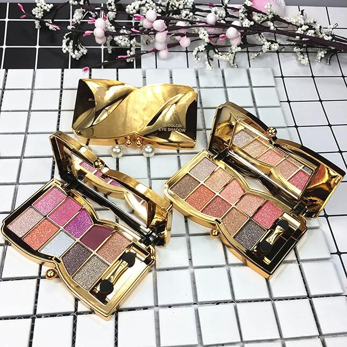 Glitter Eyeshadow Palette, 10 Colors Sparkle Shimmer & Matte Eye Shadow Highly Pigmented Waterproof Long Lasting Makeup Set (Color 8)