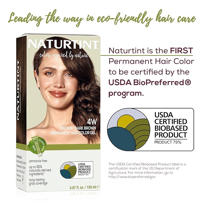 Naturtint 4W Radiant Dark Brown Permanent Hair Color (Pack of 1), Ammonia Free, Vegan, Cruelty Free, up to 100% Gray Coverage, Long Lasting Results (Packaging may vary)