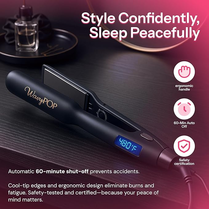 2 in 1 Professional Dual-Voltage Titanium Flat Iron Hair Straightener | up to 480°F | 10s Heat-Up | Straightening Iron & Hair Curling Wand 1.25" with Ceramic MCH Fast Heat, Auto Shut Off