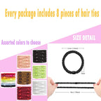 AXEN 8PCS Elastic Hair Tie for Women Girls, Cotton Bands Soft Woven Ponytail Holders for Thick Hair and Curly Hair, United Color