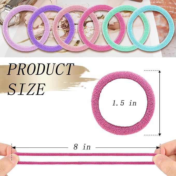 Nylon Hair Ties - No Damage,Strong Soft Cotton Hair Bands Accessories for Thick Hair 100PCS Ponytail Holders for Women Girls