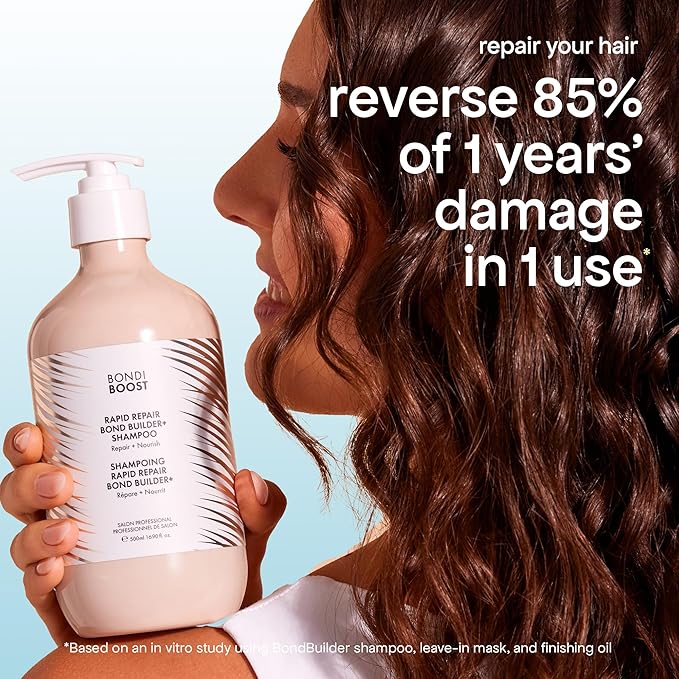 BONDIBOOST Rapid Repair Bond Builder + Shampoo for Damaged Hair [10.14 fl oz], Strengthening Formula for Restoring + Rebuilding Hair, Deep Conditioning + Nourishing Treatment for Healthier Results