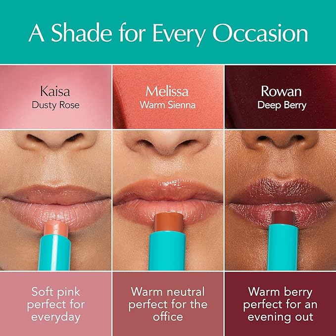 Thrive Causemetics Sheer Strength Hydrating Lip Tint Trio, Makeup Gift Set for Women, Long Lasting Hydration, Lightweight Moisturizing Tinted Lip Cream Formula, 3 Shades, Rowan, Kaisa, Melissa