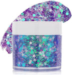 Pamnify Light Purple Face Glitter Gel,Purple Mermaid Costume Hair Glitter,Mardi Gras Outfit for Women,Singer Concerts Festival Body Glitter,Sparkling Sequins Face Glitter Makeup