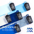 Beetles Blue Gel Nail Polish,6 Colors Baby Blue Glitter Aquarius Holy Water Collection Fall Winter Gel Polish Soak off Uv Led Lamp Nail Art Manicure Gifts for Women