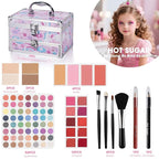 Hot Sugar Makeup Kit for Teens with Unicorn Train Case, Portable Beginner Makeup Gift Set, Makeup Beauty Kit for Girls