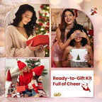 Beetles 27Pcs Gel Nail Polish Kit with U V Light Christmas Gifts for Women Teen Girls - 6 Colors Gel Nail Kit Merry Glitz Red Gold Cat Eye Glitter Jelly Winter Set Soak Off Salon DIY Manicure Set