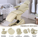 3 Motor Electric Esthetician Bed, Fully Electric Facial Chair with Adjustable Height, Backrest and Footrest, Spa Chair with Armrest & Heavy Duty Base, PU Leather for Spa, Tattoo, Eyelash and So On