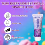 MEICOLY Purple Hair Glitter Kids Makeup,Halloween Sparkly Face Glitter,Mermaid Sequins Face Body Glitter,Chunky Glitter for Festival Rave Accessories Costume Outfits for Women,50ml
