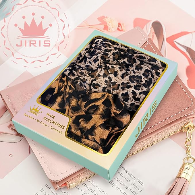 2Pcs Big Leopard Hair Scrunchies for Women, Fashion No Crease Hair Ties for Thin Thick Hair,Soft Hair Bands No Damage for Girls, Ideal Gifts for Women (Set 13)