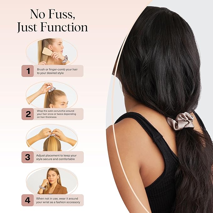 Kitsch Satin Scrunchies for Women - Softer Than Silk Scrunchies | Hair Ties No Damage for Frizz-Free Sleep | Stocking Stuffers for Teen Girls | Ideal Gifts for Women - Cameo, 5pcs