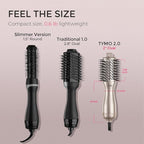 TYMO 2.0 Hair Blow Dryer Brush - Blowout Hot Air Brush, One Step Volumizer, Upgraded 2 Inch Barrel Roller Curling Styler, 3X Faster Drying, 0.6 lb Lightweight, Straightener Curling in One, Gold