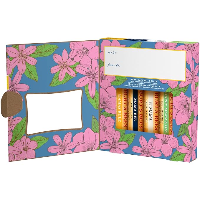 Burt's Bees Gifts Ideas - Balm Bouquet Lip Balm Set, Original Beeswax, Vanilla Bean, Cucumber Mint, Coconut & Pear Pack, Natural Origin Lip Treatment, 4 Tubes, 0.15 oz.