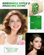 6PCS Green Face & Body Glitter Gel Kit - Holographic Chunky Sequins for Festival, Rave Accessories | Green Face Paint for Women, Kids Sparkling Makeup | Easy to Apply & Wash Off