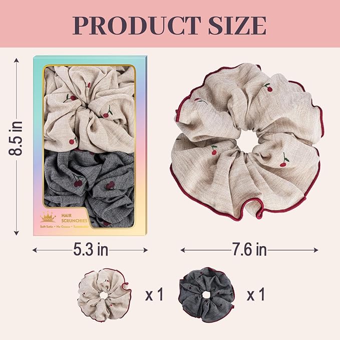 2Pcs Big Hair Scrunchies for Women, Fashion No Crease Hair Ties for Thin Thick Hair,Soft Hair Bands No Damage for Girls, Ideal Gifts for Women (Set 11)