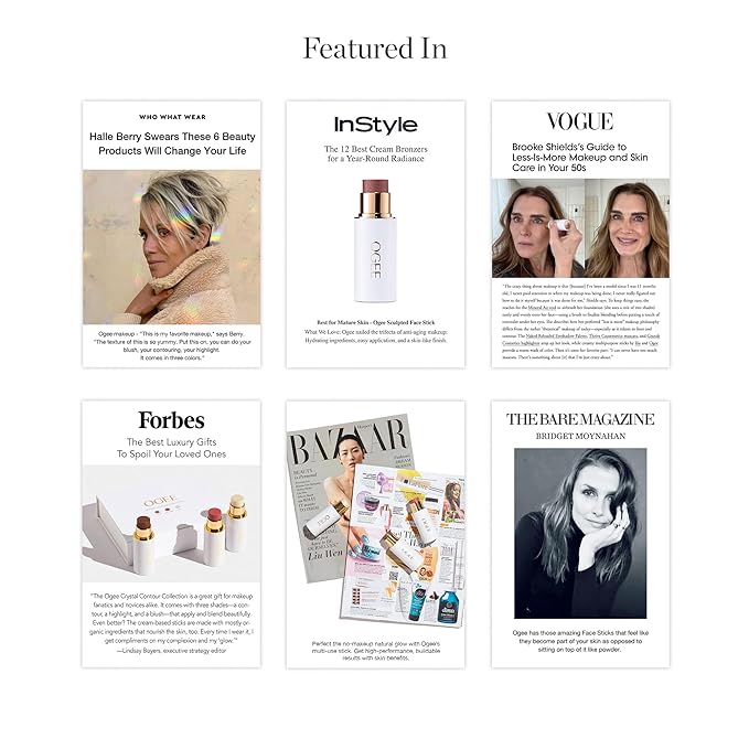 Ogee Sculpted Face Stick (OPAL - STARLIGHT WHITE) Certified Organic Highlighter Makeup - Multi-Use Glow Highlighter Stick