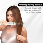 GLAMUP® 6 in 1 Hot Air Styler, Upgraded Long Barrel, Round Brush, Powerful High Speed Dryer, Tight Grip, Curling Volumizing Gift Set with Travel Bag