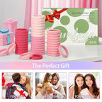 Bessrung 100PCS Elastic Hair Ties No Damage, Seamless Nylon Hair Bands for Women Girls, Soft Stretchy Ponytail Holder No Crease Hair Ties for Thick Thin Hair Christmas Gift(Dark Pink, Light Pink)