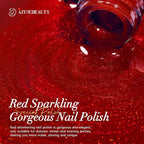 AZUREBEAUTY Red Burgundy Glitter Nail Polish, Quick Dry Ruby Christmas Natural Shine Nail Lacquer Salon-Quality for Women Girl Gifts