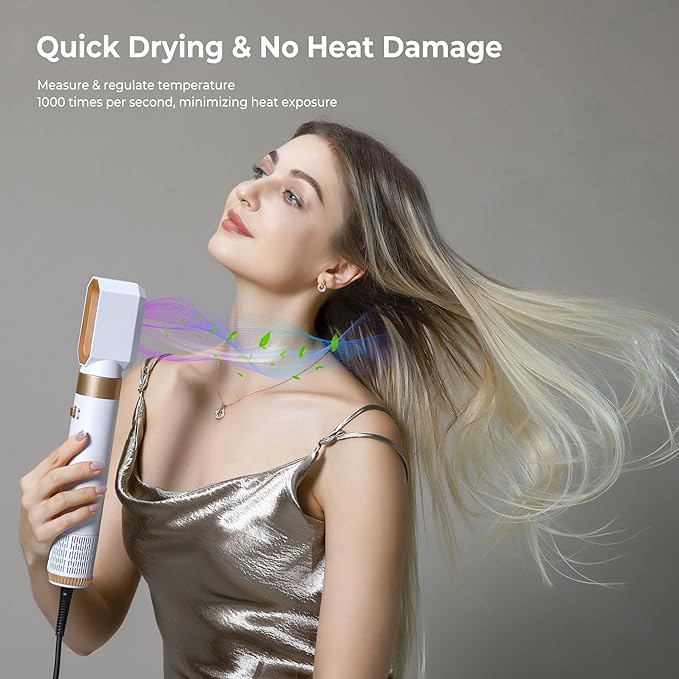 6 in 1 Blow Dryer Brush, Upgrade Hair Dryer Brush Set Negative Ion Air Styler Curling Wrap Air Curler, Hot Air Brush Curling Iron Hair Styling Tools As A Gift for Straight/Curl/Dry/Smooth