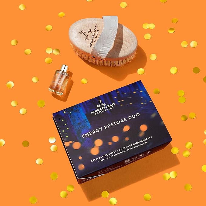 Aromatherapy Associates Energy Restore Duo, Revive Morning Bath & Shower Oil and Revive Body Brush. Made with Premium Essential Oils for Relaxation (2-Piece Set)