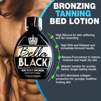 Bella Black 100X Bronzer Tanning Lotion – Premium Tanning Bed Lotion with Extreme Silicone Emulsion and Banana Fruit Extract – Instant Results – Dark Tanning Lotion for Indoor Tanning Beds - 13.5oz