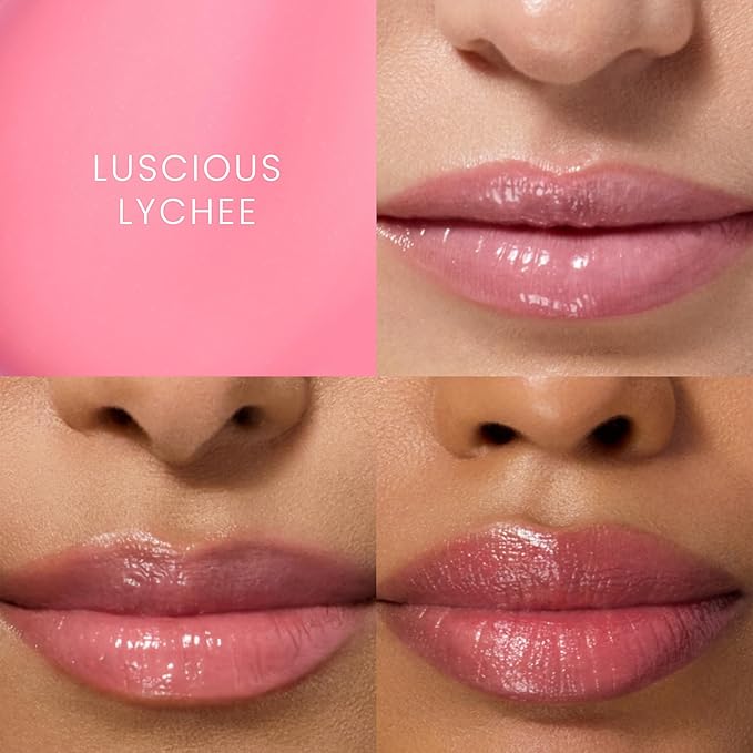 Prakti KhushiKiss Nourishing Lip Oil in Luscious Lychee, Hydrates & Plumps Lips, High-Shine Finish, with Hyaluronic Acid & Peptides, 0.17 oz