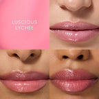 Prakti KhushiKiss Nourishing Lip Oil in Luscious Lychee, Hydrates & Plumps Lips, High-Shine Finish, with Hyaluronic Acid & Peptides, 0.17 oz