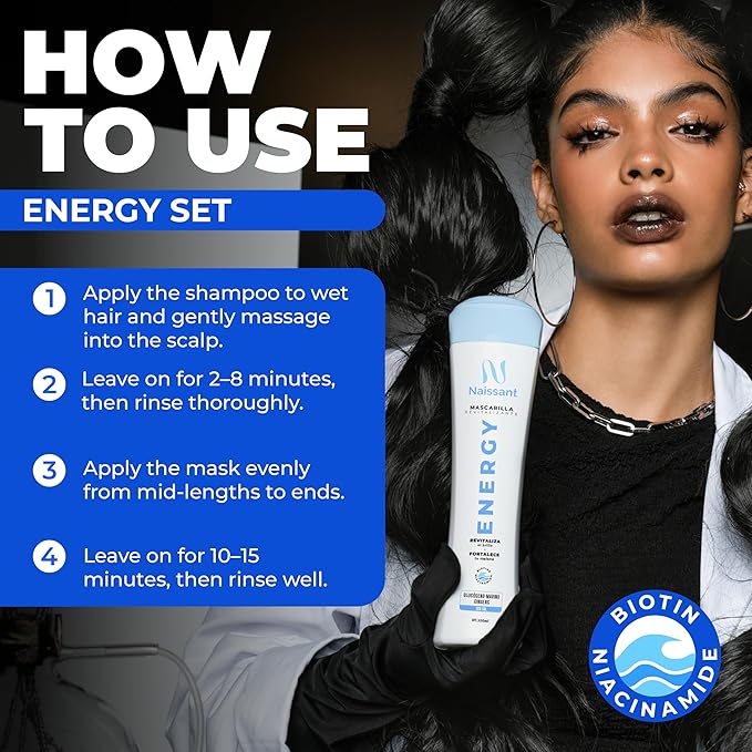 Naissant Energy Treatment Shampoo | Hair Growth Accelerator, Strengthener for Color Treated & Natural Hair | Enriched with Marine Glycogen & Natural Extracts to Prevent Hair Loss (10.1 Fl Oz)